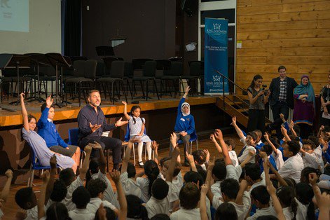 David Walliams YRP school hands up