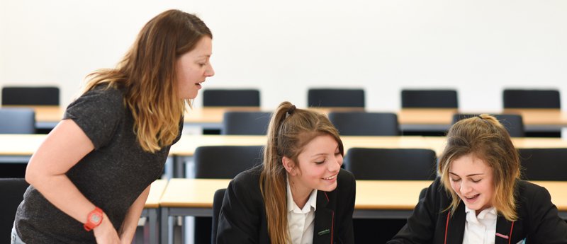 secondary girls and teacher