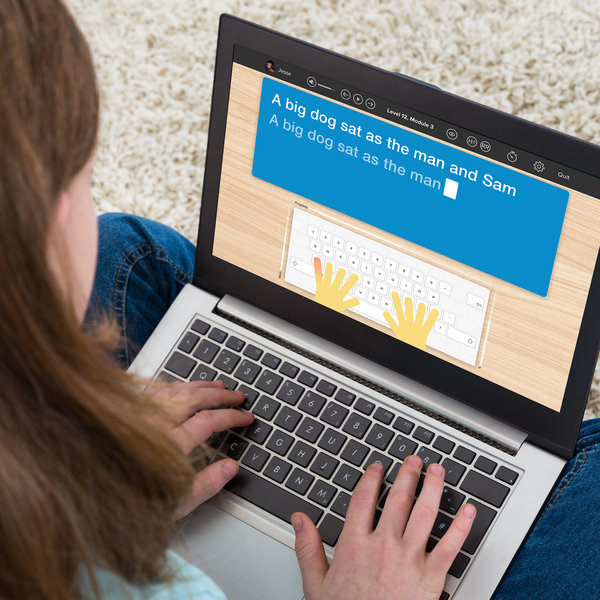 Child learning literacy skills online