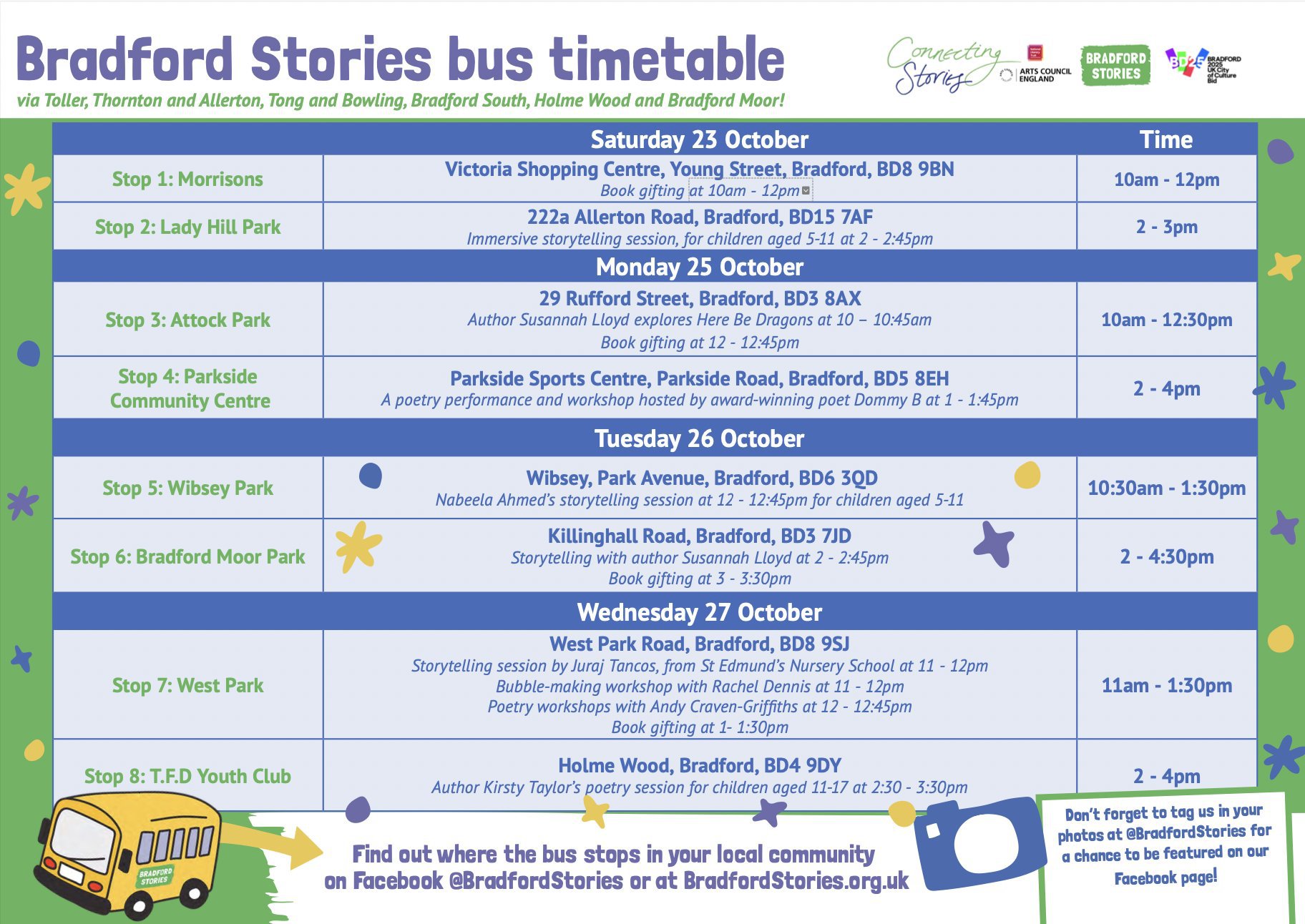 Bradford Stories Bus timetable