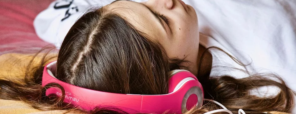 Girl listening to audiobook
